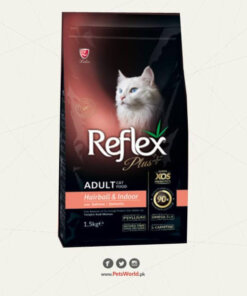 Reflex Plus Adult Cat Food Hair Ball n Indoor with Salmon – 1.5 Kg